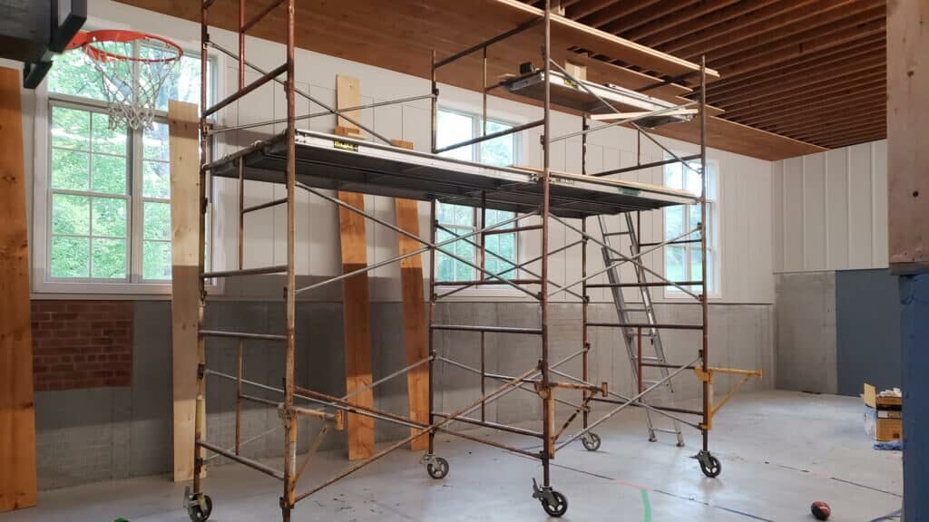 scaffolding in home under construction