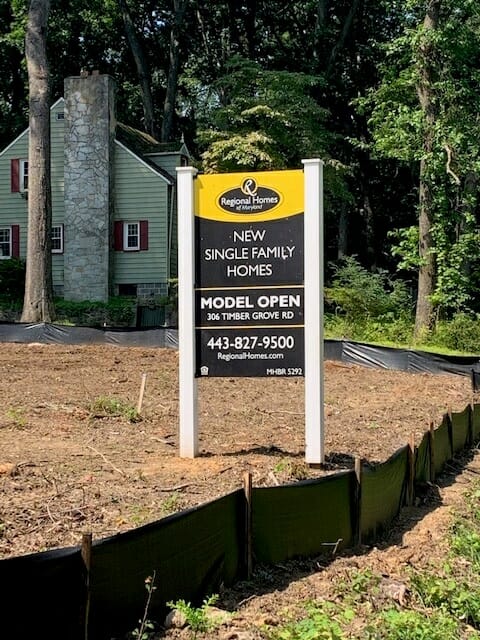 Regional Homes of Maryland sign sell your lot